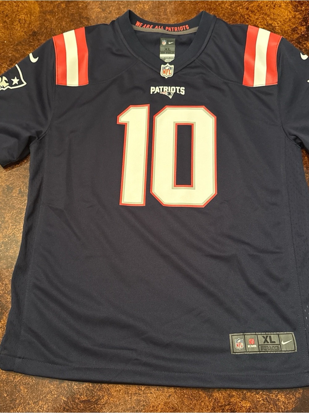 Nike Patriots Navy Blue Red White #10 Football Jersey